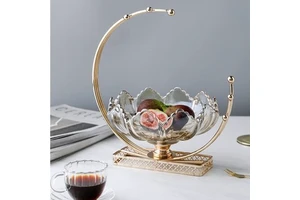 Light Luxury New Chinese European Style Glass Dried Fruit Plate Household Living Room Coffee Table Storage Snack Decoration