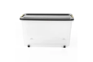 Large Transparent Classic Multipurpose Stackable Plastic Storage Box with Wheel