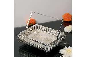 Antique Metal Serving Tray Handmade High Quality Light Weight Fancy Oval Shape Unique Table Top Storage Home Organization