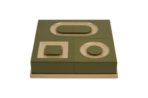 Green and Beige Dual-Tone Decorative Storage Box Handmade Modern Organizer Box for Home, Office, or Retail Display