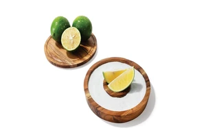 High Quality Polished 3-in-1 Acacia Wood Salt Rimmer Cutting Board & Storage Container Set For Home Decor