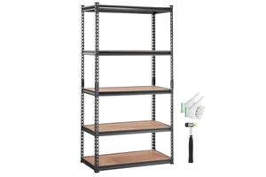 Heavy Duty 5-Tier Adjustable Garage Shelves Metal Organizer Utility Rack Black Storage Shelving Unit