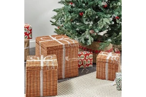 Wicker Rattan Rectangular Square And Round Wicker Boxes, Handmade Rattan Gift Baskets Vietnamese Handicraft Wholesale
