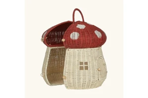 Hot Selling Handmade Wicker Rattan Mushroom Storage Basket, Kids Decorative Basket for Outdoor Use and Photography Props