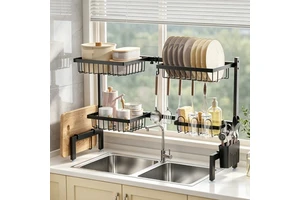 Retractable Kitchen Over Sink Drain Rack Countertop Bowl And Dish Organizer Household Utensil Dish Drying Rack