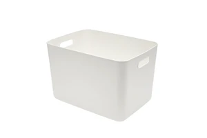 White Plastic Organizer Box Stackable Storage Bins PP Container with Handle
