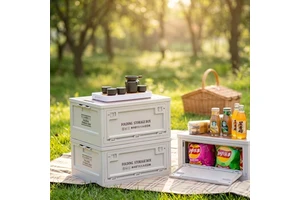 Authentic Portable Camping Box Folding Picnic Storage Bin with Wheels Plastic Collapsible Outdoor Gear Trunk Organizer