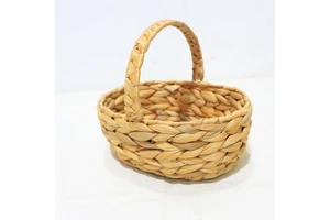 Handmade Rustic Water Hyacinth Storage Basket Handwoven Eco-Friendly with Handle for Gift Packing & Storage