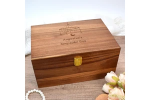 Large Wooden Keepsake Box Wood Storage Box Decorative Boxes with Lid for Storing Keepsake Memory Gift