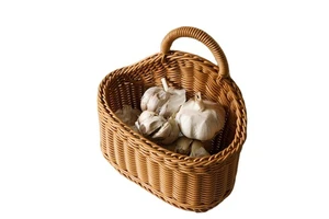 Boho Handmade Rattan Weaving Handle Fruit Vegetable Plastic Wall Hanging Wicker Storage Baskets For Kitchen Organizer