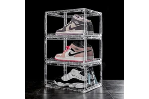 Hot New Plastic Foldable Shoe Storage Box with Detachable Side Door Design for Living Room