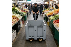 Heavy Duty Food Grade Industrial Solid Plastic Storage Containers Lid Stackable Pallet Box 1200x1000x760mm 4 Ton Static Load