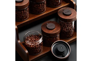 Moisture-proof Food Storage Jars For The Kitchen; Fresh Food Storage Jars With Acacia Wood Lids; Ideal For Kitchen Use