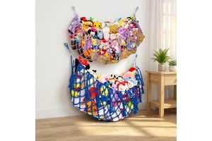 Nordic Design Doll Toy Storage Net Bag Made Of Cotton Rope Hanging Wall-Mounted Woven Storage For Plush Toys And Stuffed Animals