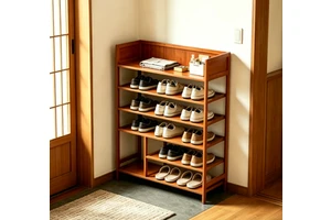 Natural Bamboo Multi-layer Shoe Rack with Dustproof Top Board for Home Entryway Storage Large Capacity Floor-standing Organizer