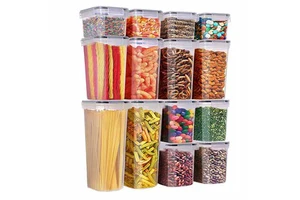 Plastic Airtight Food Storage Containers with Lids for Pantry Organization