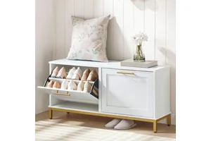 Hot-sale Entryway Furniture Modern Wooden Shoe Rack Cabinet Small Shoe Storage Bench With Soft Seat Cushion
