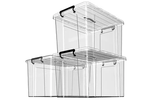 GREENSIDE Modern PP Household Transparent Storage Box for Clothes Toy Thickened Lid Extra Large Capacity Folding