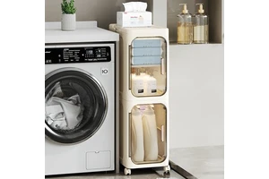Household Mobile Folding Dust Storage Cabinet Narrow Gap Classification Locker for Living Room Plastic for Toilet Use