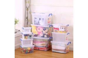 Hot Sale Household Sundries Organizer Stackable Transparent Storage Container New PP Plastic Storage Boxes with Handle Buckle