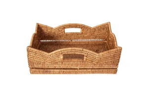Exquisite Design Hand Wicker Rattan Large Rectangle Basket Storage Rattan Baskets Decorative Living Room Bedroom