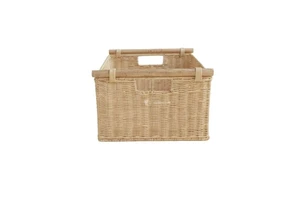 Eco-Friendly Wicker Storage Box Handle Vintage Style Rattan Organizer Basket Multipurpose Handicraft for Home Decor Wedding Use