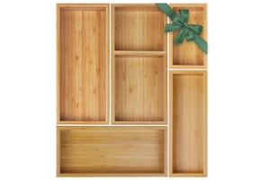 Nice Heavy Quality Bamboo Wood Storage Box Set of 5 Individual Drawer Organizer Tray