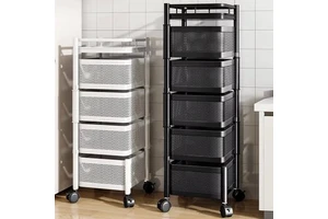 High Quality Multi-Layer Metal Kitchen Storage Rack Rotating Household Rack with Multiple Functional Storage Shelves