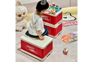 Toy Storage Box for Building Blocks PP Plastic Large Capacity Modern Design Folding Storage Box with Lid for Living Room