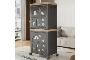 Versatile Foldable PP Storage Cabinet Eco-Friendly Use As Storage Boxes for Clothes with Lid & Wheels