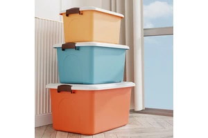 Plastic PP Storage Box for House Use Large Capacity Storage Container Bin with Handles