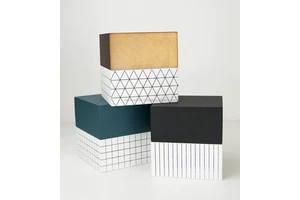 Square Gold Lacquered Storage Box with Nautical & Simple Style Vietnamese Crafted Home Decor Box by Viettimecraft (Model VTC09)