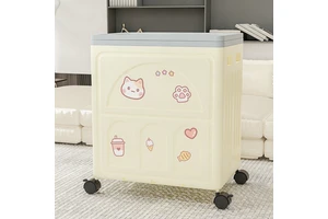 PP Plastic Foldable Storage Cabinet with Wheels & Lid Eco-Friendly Over 35L Capacity for Shoe Rack & Closet Organization