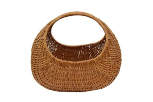 Vintage Wicker Basket, Rattan Hoop Handle Market or Sewing Basket, Rattan Storage Basket in Vietnam Wholesale
