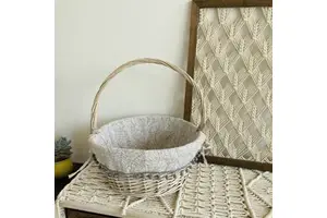 Stylish Durable Rattan Tote Basket with Tall Handles Wicker Stand for Home Shopping & Storage Daily Use