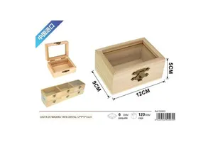 12x9x5cm Decorative Storage Box with Glass Lid Wooden Box for Unique Home or Office Decoration