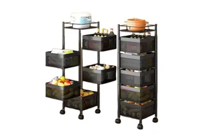 Wholesale Modern 5 Layer Metal Frame Shelf with Four Wheels Removable Shelving Fruit Storage Rack