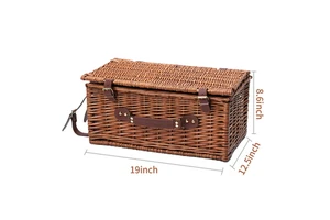 Rattan Weaving Basket Picnic for Storage Fruit Willow Handicraft 4 Persons Hamper Material Hand Weave Free Custom Diffent Sizes