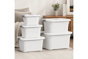 Cream Style PP Plastic Storage Box with Lid Household Clothes Organizer Large Capacity Factory Wholesale