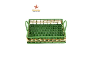 H&T 2025 OEM Countryside Rattan Sundries Storage Organizer Hand Bread Flower Picnic Handmade Woven Custom Straw Wicker Basket
