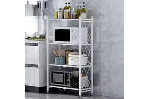 Portable Foldable Steel Heavy Duty Storage Rack with Wheels and Corrosion Protection Space Saving Shelving Unit for Home