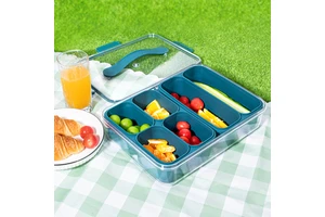 Silicone Plastic Snack Box With Handle Divider Tray For Food Serving Lids Included PP Material Refrigerator Storage Features