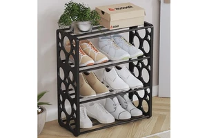 New Stainless Steel Splicing Household Shoe Rack Modern Four-tier Multifunction Shoe Shelf Entryway Shoe Cabinet Dormitory