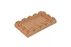 Rattan Rectangle Storage Tray Bohemian Design Reusable Table Organizer Single Tier Neatening Solution