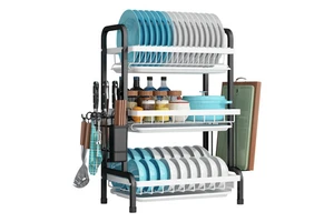 Stainless Steel Storage Rack Kitchen Hanging Rack Household Drainage Multi-purpose Three-layer Bowl and Dish Rack