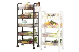Removable Thickened Carbon Steel Multifunction Organizer Shelf Storage Rack for Kitchen/Bathroom Dinnerware Five Layers Standing