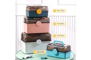 Au Cat Children Large Portable First Aid Medical Box Portable Household Multi Layer Medicine Plastic Storage Box