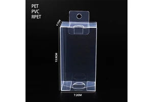 Custom Clear PET Plastic Packaging Box with Hang Tab Transparent Folding Retail Display Box