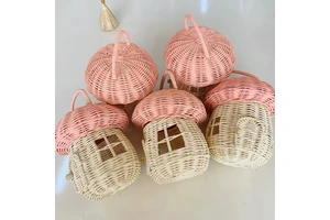 HOT ITEMS! Rattan Shape Mushroom House Shape Storage Wicker Rattan Home Decor Decorations Kids Room