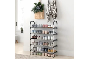Cedar Space Multi-functional 5/6-Layer Metal Shoe Storage Rack Casual Shoes Organizer for Living Room & Bedroom for Bag and Garage Use